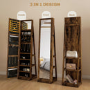 HOMCOM Jewelry Cabinet Full Length Mirror Swivel Lockable Jewelry Organiser