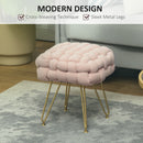 HOMCOM Woven Velvet Foot Stool with Steel Legs for Living Room