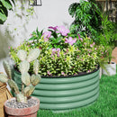 Outsunny Galvanised Planter with Gloves, 120 x 120 x 43cm, Light Green