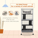 PawHut Rolling Small Animal Cage for Chinchillas Ferrets Kittens W/ Ramp Grey