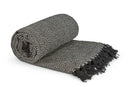 Herringbone - Recycled Cotton Throw in  Black (90" x 100")