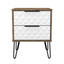 Harlequin 2 Drawer Bedside in White Matt & Vintage Oak - Ready Assembled