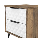 Harlequin 2 Drawer Bedside in White Matt & Vintage Oak - Ready Assembled