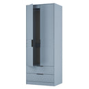 Harlequin 2 Drawer Double Wardrobe in Denim Blue - Ready Assembled