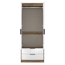 Harlequin 2 Drawer Double Wardrobe in White Matt & Vintage Oak - Ready Assembled