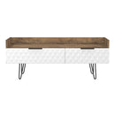 Harlequin 2 Drawer Coffee TV Unit in White Matt & Vintage Oak - Ready Assembled