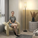 HOMCOM Floor Lamp with Linen Shade & Foot Switch for Living Room, White