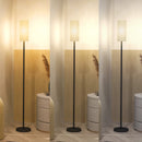 HOMCOM Floor Lamp with Linen Shade & Foot Switch for Living Room, White