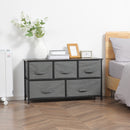 HOMCOM Chest Of Drawers, 5 Drawer Fabric Dresser For Bedroom, Dark Grey
