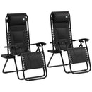 Outsunny 2 Pcs Zero Gravity Lounger Folding Recliner Chair W/ Cup Holder
