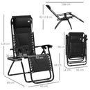 Outsunny 2 Pcs Zero Gravity Lounger Folding Recliner Chair W/ Cup Holder