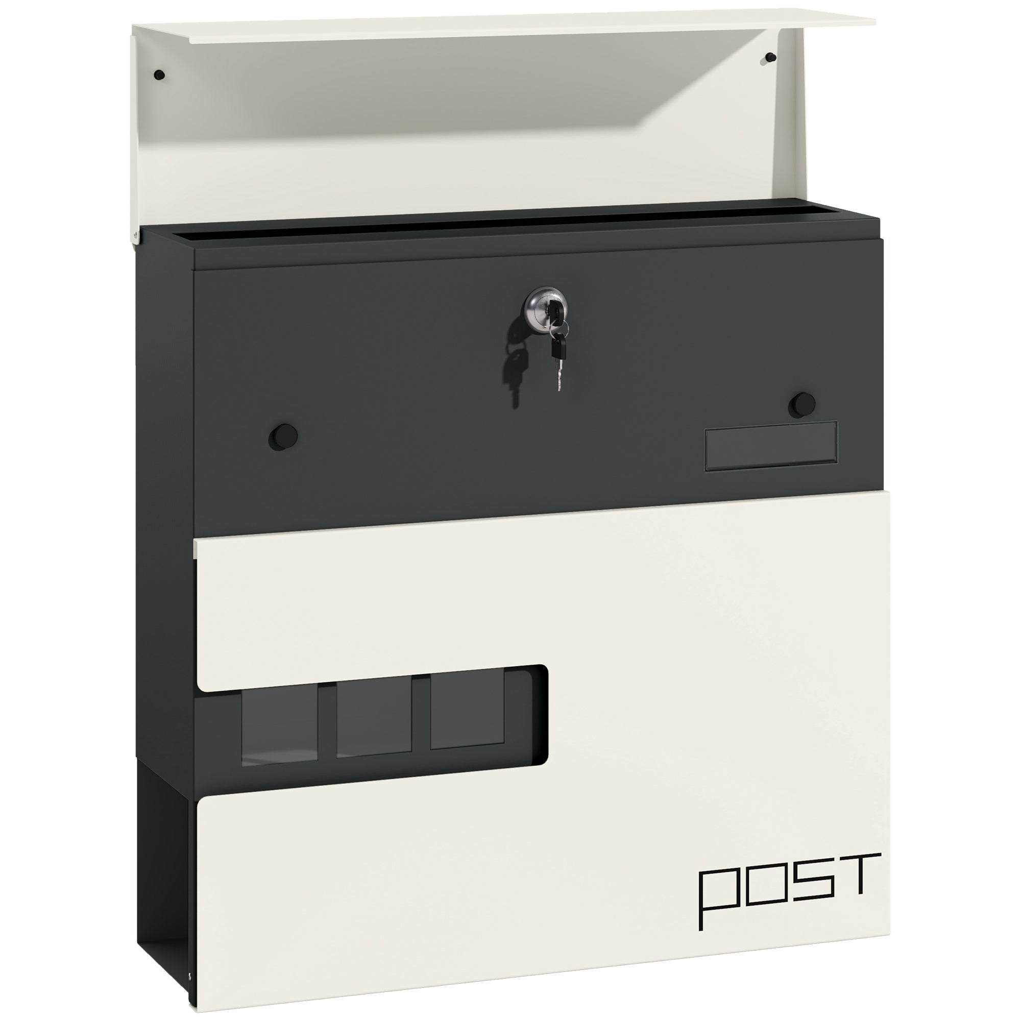 HOMCOM Wall Mounted Post Box, Weatherproof Letterbox with Lock