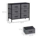 HOMCOM 6 Drawer Fabric Chest of Drawers w/ Wooden Top for Hallway
