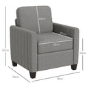 HOMCOM Modern Grey Accent Chair With Spring Cushion, Back Pillow