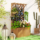 Outsunny Wooden Planter with Trellis and Drainage Holes