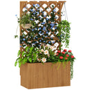 Outsunny Wooden Planter with Trellis and Drainage Holes