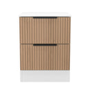 Java 2 Drawer Bedside in Slatted Effect / White - Ready Assembled
