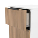 Java 2 Drawer Bedside in Slatted Effect / White - Ready Assembled