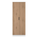 Java Tall 2 Door Robe in Slatted Effect / White - Ready Assembled