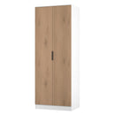 Java Tall 2 Door Robe in Slatted Effect / White - Ready Assembled