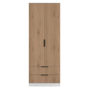 Java Tall 2 Door 2drw Robe in Slatted Effect / White - Ready Assembled