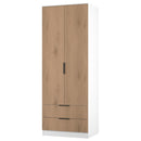 Java Tall 2 Door 2drw Robe in Slatted Effect / White - Ready Assembled