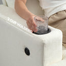 HOMCOM 3 Seater Sofa, Fabric Sofa with USB Ports and Cup Holders,
