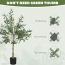 HOMCOM 2 Pack Indoor Artificial Plants, Faux Potted Silk Olive Trees