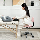 HOMCOM Rolling Stool With Backrest, Wheels, Faux Leather Salon Chair