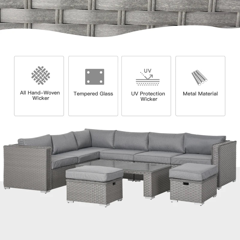 Outsunny Outdoor Rattan Sofa Corner Set 6 Piece - Grey