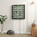 HOMCOM 7-Tier Wall Display Cabinet w/ Shelves Glass Doors