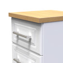 Kingston Ready Assembled Bedside Table with 3 Drawers  - White Ash & Bardolino Oak