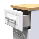 Kingston Ready Assembled Bedside Table with 3 Drawers  - White Ash & Bardolino Oak