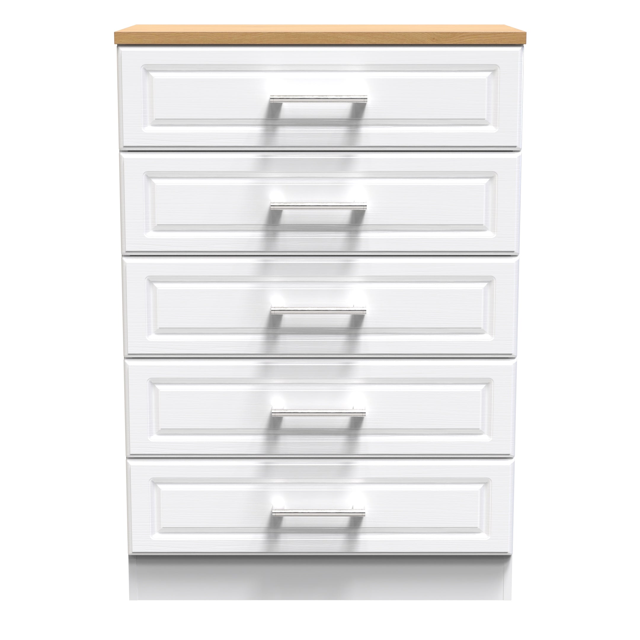 Kingston Ready Assembled Chest of Drawers with 5 Drawers White Ash
