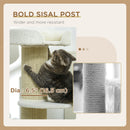 PawHut 2 Tier Cat Resting Tree w/ Top Basket Cushion Sisal Post Cream White
