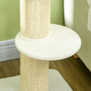 PawHut 2 Tier Cat Resting Tree w/ Top Basket Cushion Sisal Post Cream White