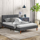 HOMCOM 4ft Upholstered Double Bed Frame W/ Wooden Slat No Box Spring Needed