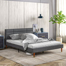 HOMCOM 5ft Upholstered King Bed Frame W/ Wooden Slat No Box Spring Needed