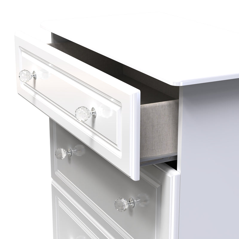Lisbon Ready Assembled Chest Of Drawers with 3 Drawers - White Gloss & White
