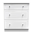 Lisbon Ready Assembled 3 Piece Bedroom Furniture Set - White Gloss & White