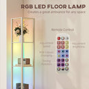HOMCOM RGB LED Floor Lamp with Shelves and Remote Control for Bedroom
