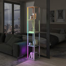 HOMCOM RGB LED Floor Lamp with Shelves and Remote Control for Bedroom