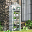 Outsunny 5 Tier Mini Greenhouse Grow House w/ Roll Up Door, White/Grey