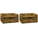 HOMCOM Floating Nightstand Set Of 2, Nightstand With Drawer, Rustic Brown