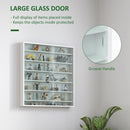 HOMCOM 7-Tier Wall Display Cabinet w/ Shelves Glass Doors