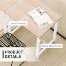 HOMCOM Computer Desk Dining Table Writing Table with Metal Frame, White