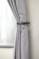 Metal Sliced - Pair of Holdaback Tiebacks with End Finials in Black Silk