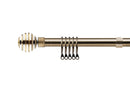 Metal Sliced - Extendable Curtain Pole with rings and pair of end finials in Antique Brass