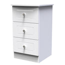 Monroe Ready Assembled Bedside Table with 3 Drawers - White Matt / White