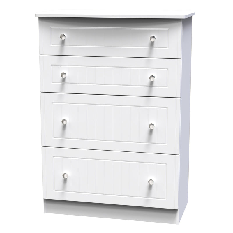Monroe Ready Assembled Chest Of Drawers with 4 Drawers - White Matt / White